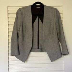 Cropped Black and Grey Stretch Blazer